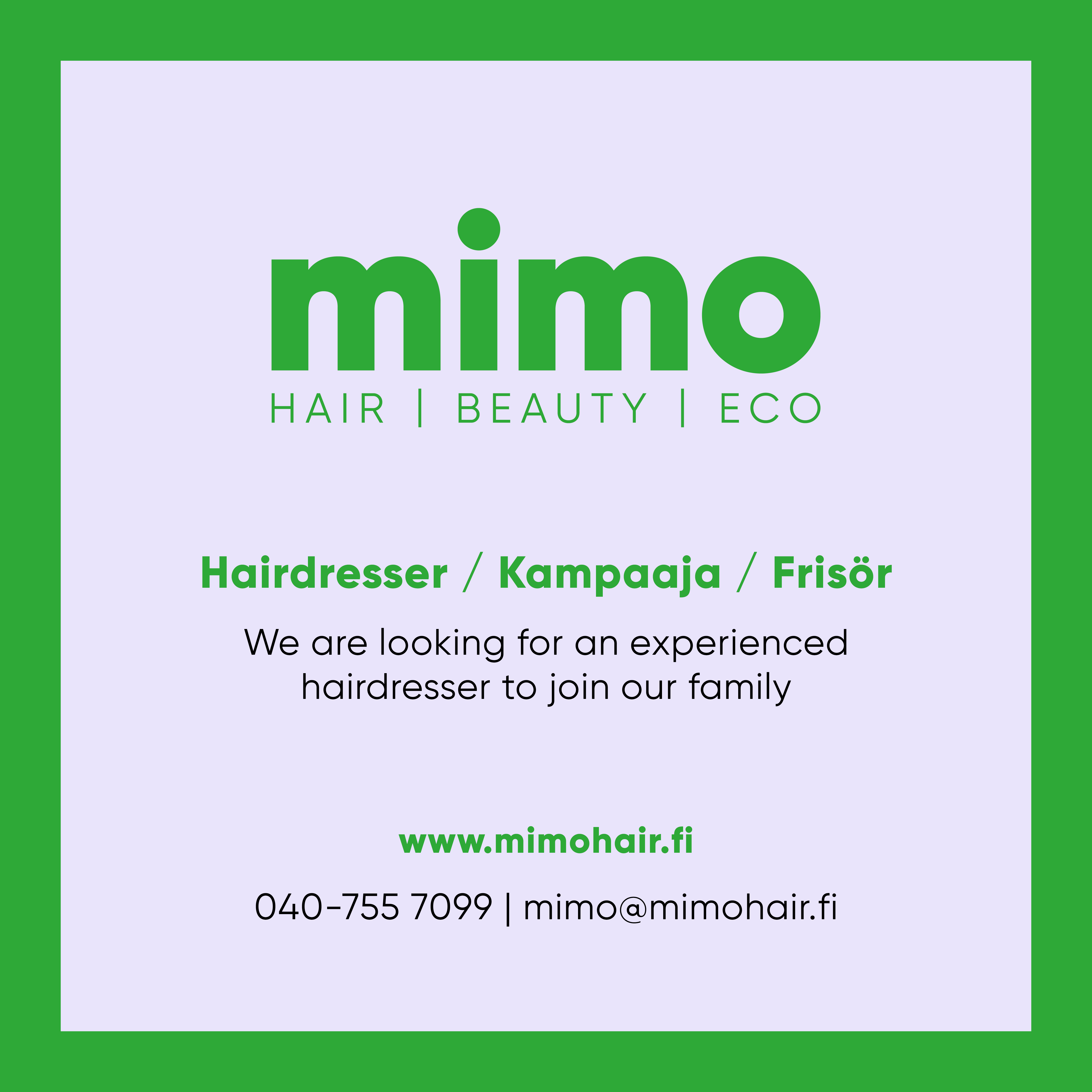 We are looking for an experienced hairdresser to join our family, contact us!